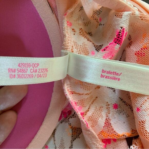 VICTORIA’S SECRET PINK Lightly Lined Lace Bralette Pink Floral Size Small - Picture 14 of 14